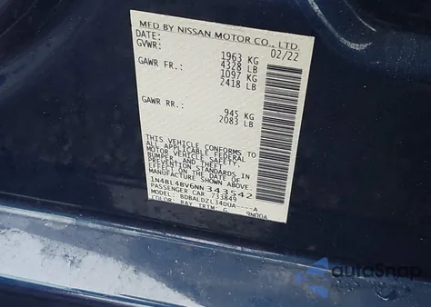 2022 Nissan Altima S from USA, damaged, VIN 1N4BL4BV6NN343542